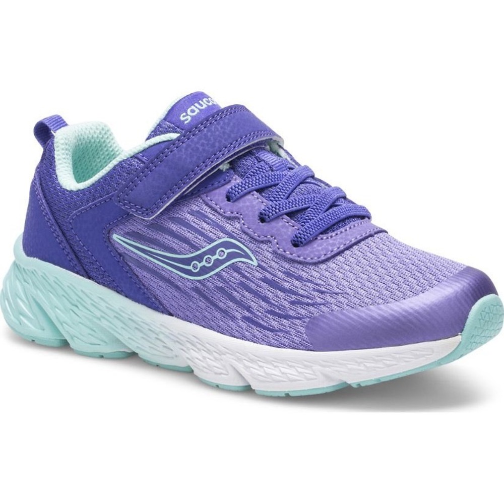 Saucony Wind AC 2.0 Kids Purple Turquoise Running Shoes Wide Size 4.5W NEW